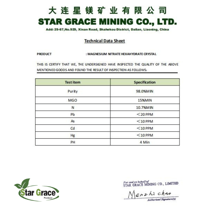 Magnesium Nitrate 98% Purity